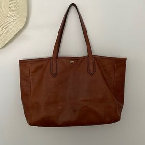 FOSSIL brown leather tote bag / purse